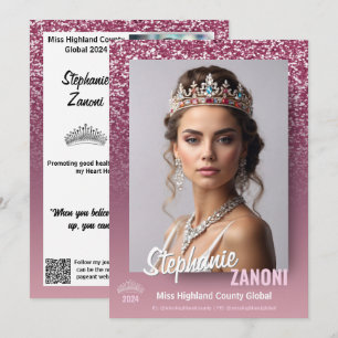 Raspberry Sparkle Pageant Autogrammkarte   QR-Code Einladung