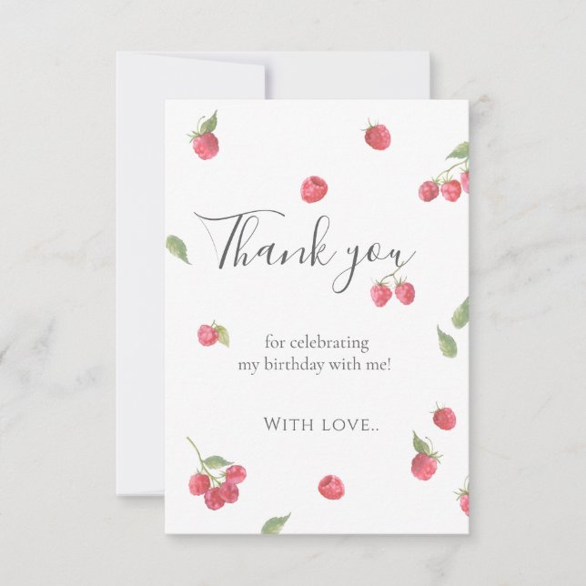 Raspberry Sweet Berry Erste Geburtstagsparty Dankeskarte (Vorderseite)