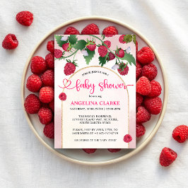 Raspberry Sweet Watercolor Girl Babydusche Einladung