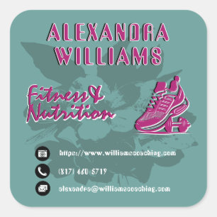 Raspberry Teal Flourished Fitness & Ernährung  Quadratischer Aufkleber
