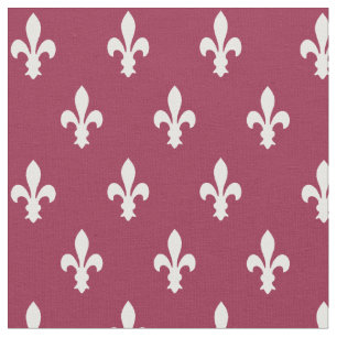 Raspberry Viktorianisch Fleur de Lys Fabric Stoff