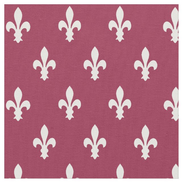 Raspberry Viktorianisch Fleur de Lys Fabric Stoff (Nahaufnahme)