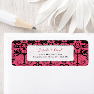Raspberry Vintag Chandelier Damask Rücksendeadress