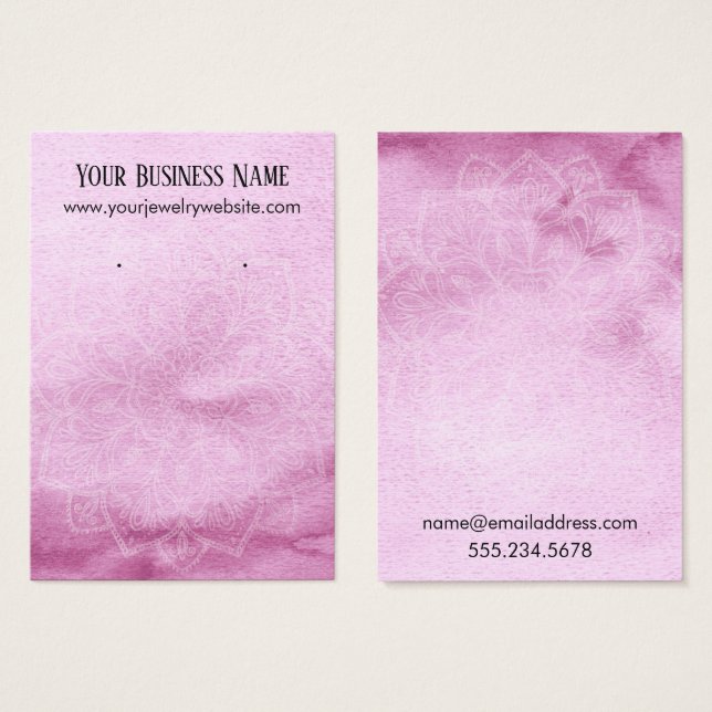 Raspberry Watercolor Mandala Earring Display Cards (Vorne & Hinten)