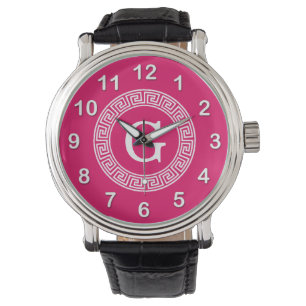 Raspberry Welch erste Monogramm für den griechisch Armbanduhr