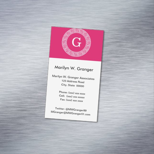 Raspberry Welch erste Monogramm für den griechisch Magnetische Visitenkarte (Beispiel)