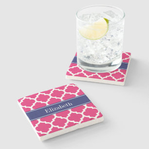 Raspberry Welch marokkanische #5 Navy Blue Name Mo Steinuntersetzer