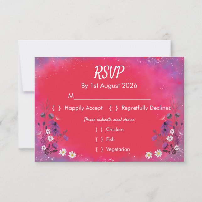 Raspberry Wildflowers - RSVP card (Vorderseite)