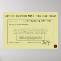 RASPUTIN-WORSHIPPER-BESCHEINIGUNG