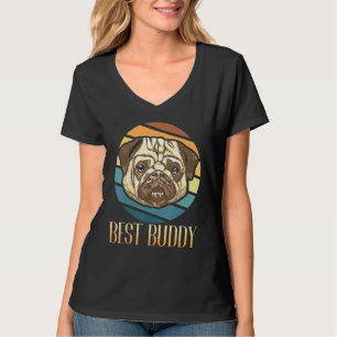 Rasse Retro-Mops Vintage-Pfote Haustier Welpe Hund T-Shirt