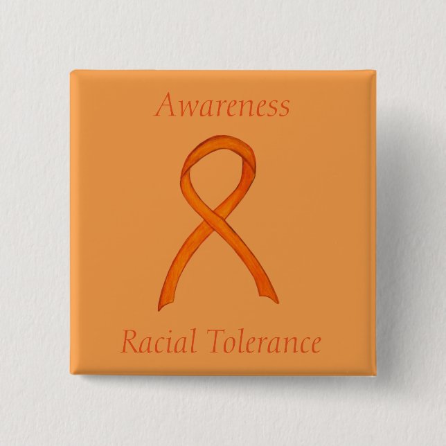 Rassentoleranz Orange Awareness Ribbon Button (Vorderseite)