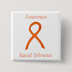 Rassentoleranz Orange Awareness Ribbon Button