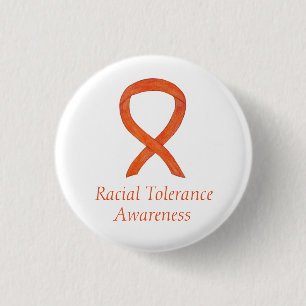 Rassentoleranz Orange Awareness Ribbon Button