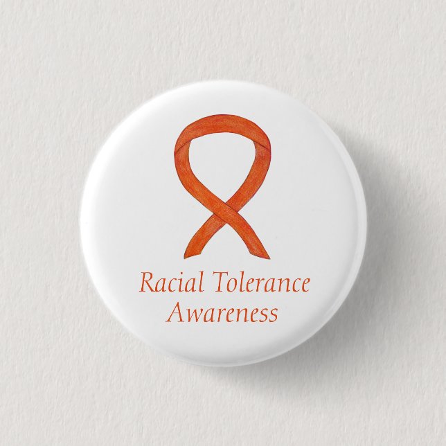 Rassentoleranz Orange Awareness Ribbon Button (Vorderseite)