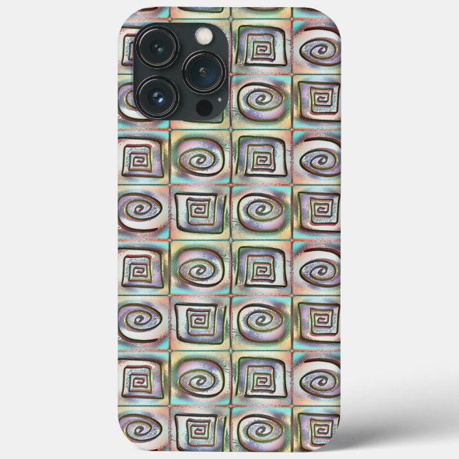 Rassig gefärbtes Quadrat-Mosaik mit Spiraldesign Case-Mate iPhone Hülle (Rückseite)