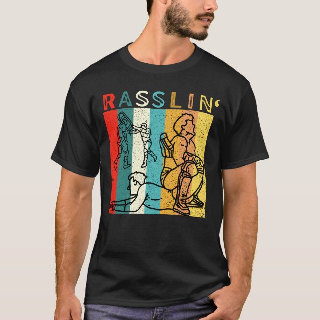 Rasslin' Retro Vintag Pro Wrestling-Lüfter  T-Shirt (Vorderseite)