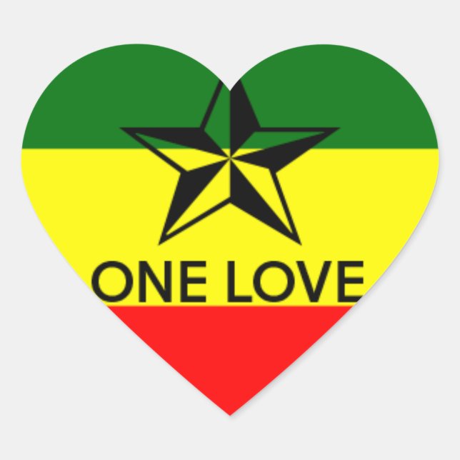 Rasta 1 Liebe Heart Shaped Sticker (Vorderseite)