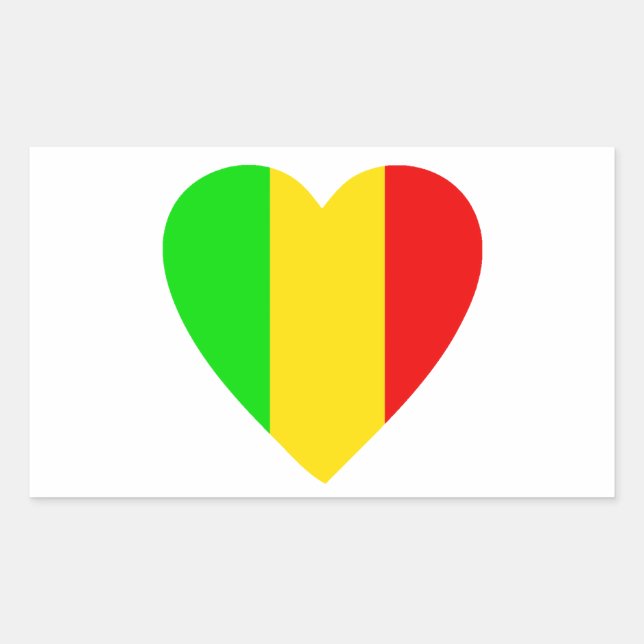 Rasta Colored Heart Rechteckiger Aufkleber (Vorderseite)