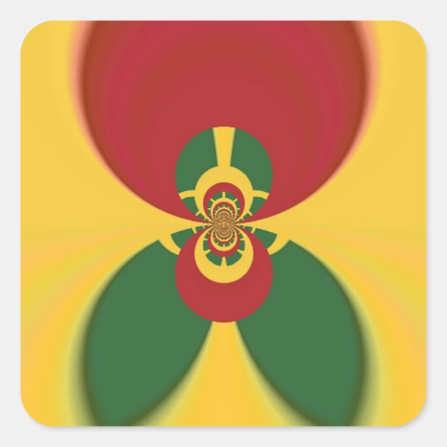 Rasta Colors Abstrakte Kunstdrucke Quadratischer Aufkleber (Vorderseite)