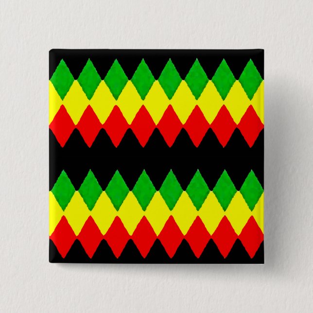 Rasta Diamanten. Rotes Gold und Grün. Jah Button (Vorderseite)