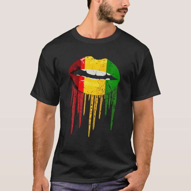 Rasta Dripping Lips Rastafarian Reggae Kleidung T-Shirt (Vorderseite)