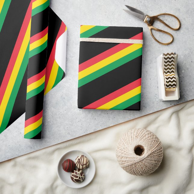 Rasta Farbe Gelb rote Streifen Flag Muster Geschenkpapier (Basteln)