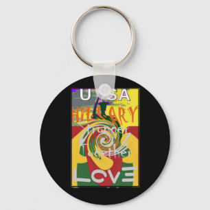 Rasta Farben Rot Golden Grün Hillary Kunst Druck Schlüsselanhänger