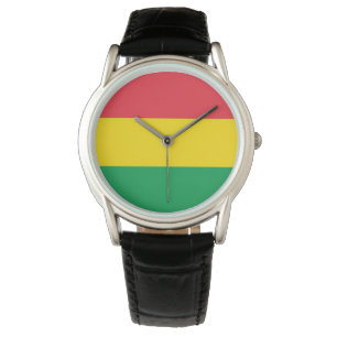 Rasta färbt grünes gelbes rotes armbanduhr