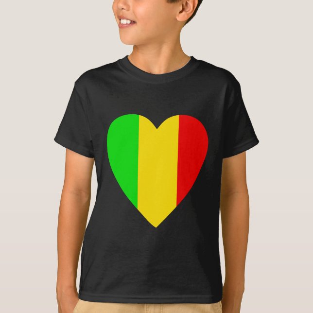 Rasta färbte Herz T-Shirt (Vorderseite)