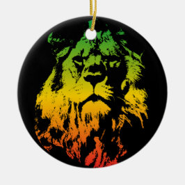 Rasta Flag Colors Lion Merry Christmas Keramik Ornament