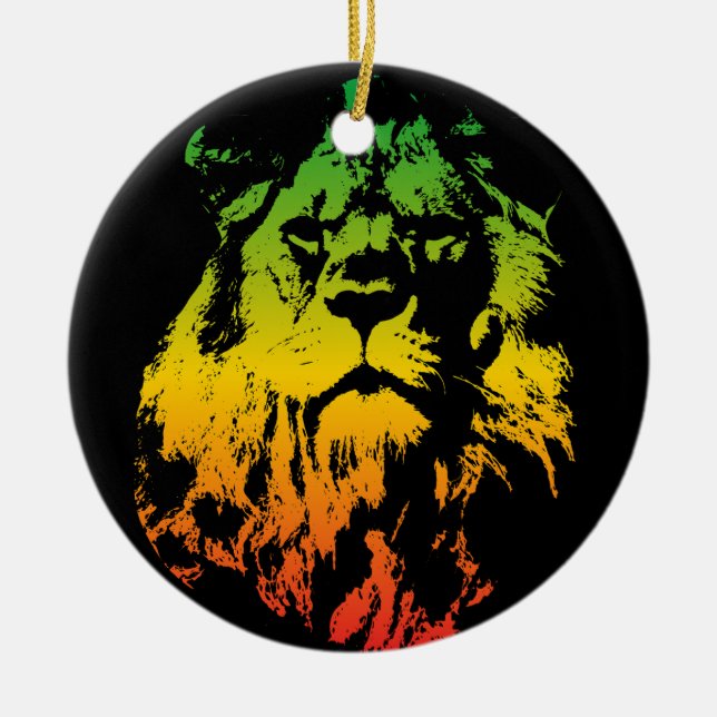 Rasta Flag Colors Lion Merry Christmas Keramik Ornament (Vorne)