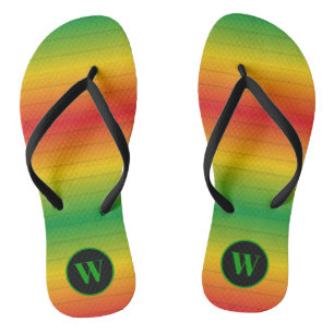 Rasta Flag Colors Monogram Flip Flops