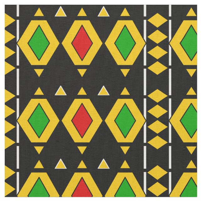 Rasta Flag Farbiges afrikanisches geometrisches Mu Stoff (Nahaufnahme)