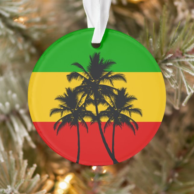 Rasta Flag Tropical Palm Trees Christmas Ornament (Baum)