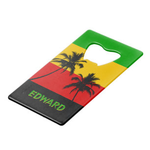 Rasta-Flagge mit Palmen Tropisch Geldbeutel Flaschenöffner