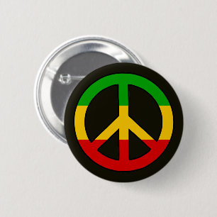 Rasta-Flaggenfarben Friedenssymbol Button