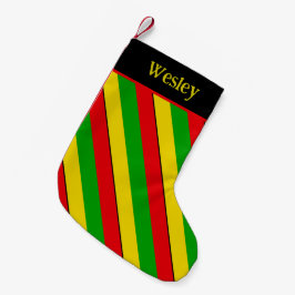 Rasta-Flaggenfarben gestreift Kleiner Weihnachtsstrumpf