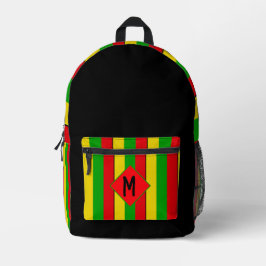 Rasta-Flaggenfarben gestreiftes Monogramm Bedruckter Rucksack