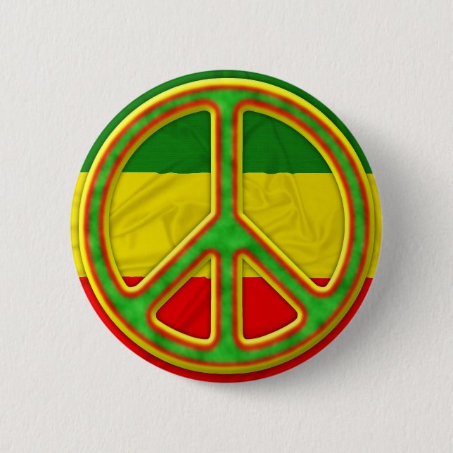 Rasta Friedenssymbol Button (Vorderseite)