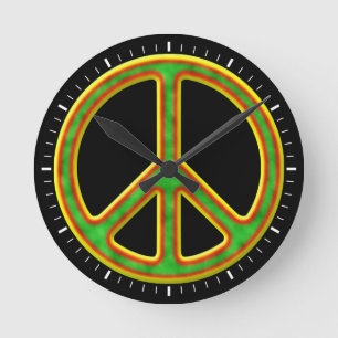 Rasta Friedenssymbol Runde Wanduhr