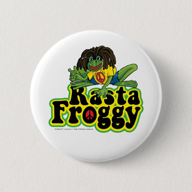 Rasta Froggy-Knopf Button (Vorderseite)