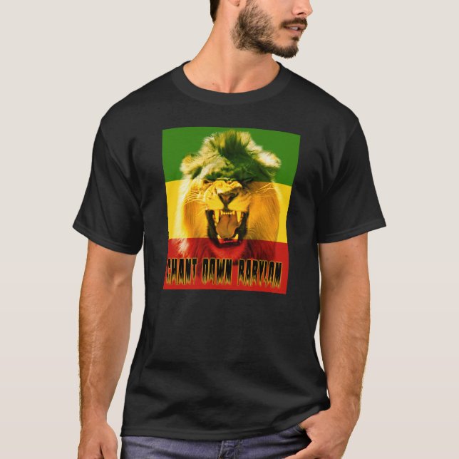 Rasta Gesang-unten Babylon-Löwe-T - Shirt (Vorderseite)