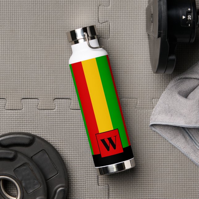 Rasta-Gestreiftes Monogramm Reggae Trinkflasche (Fitnessstudio (gedreht))