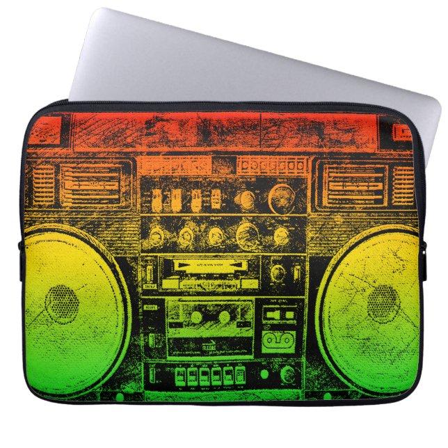Rasta-Ghetto-Blaster Laptopschutzhülle (Vorderseite)