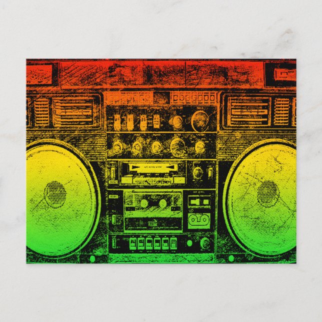 Rasta-Ghettoblaster Postkarte (Vorderseite)