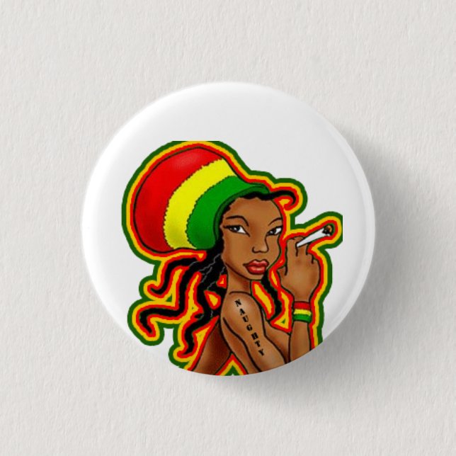 Rasta Girl plattiert Button (Vorderseite)