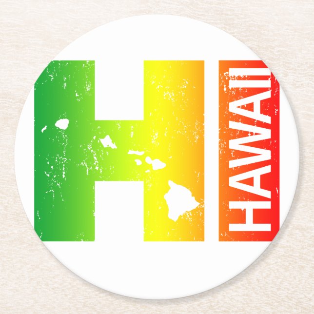 Rasta Hawaii Inseln HI Runder Pappuntersetzer (Vorderseite)