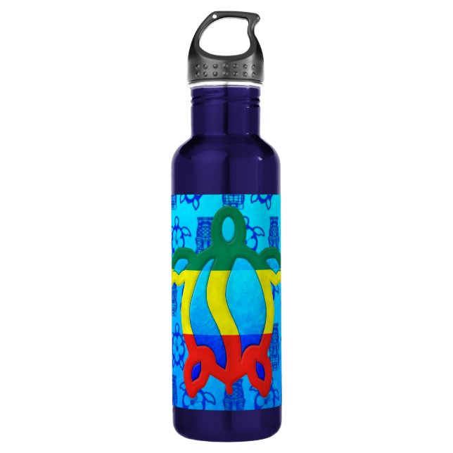 Rasta Honu Blau Tiki Trinkflasche (Vorderseite)