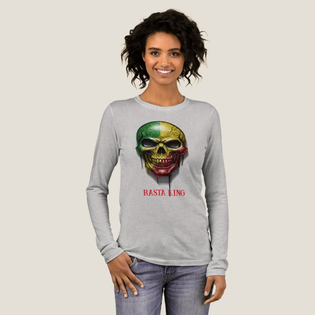 RASTA KING SKULL Tri-Blend SHIRT (Volle Vorderseite)
