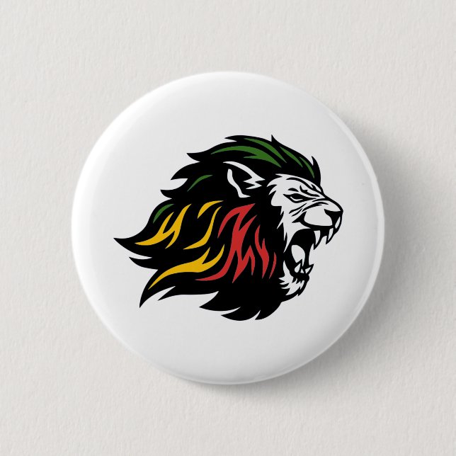 Rasta Lion Button (Vorderseite)